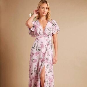 Shein Belle Floral Pink Maxi Dress